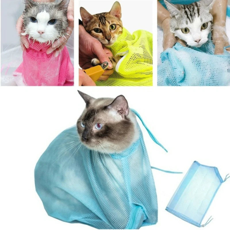 Mesh Cat Groom Bath Bag Adjustable Dogs anti Scratch Bite Kat Nail Trim Inject Examing Pet Washing Clean Restraint Massage Bags